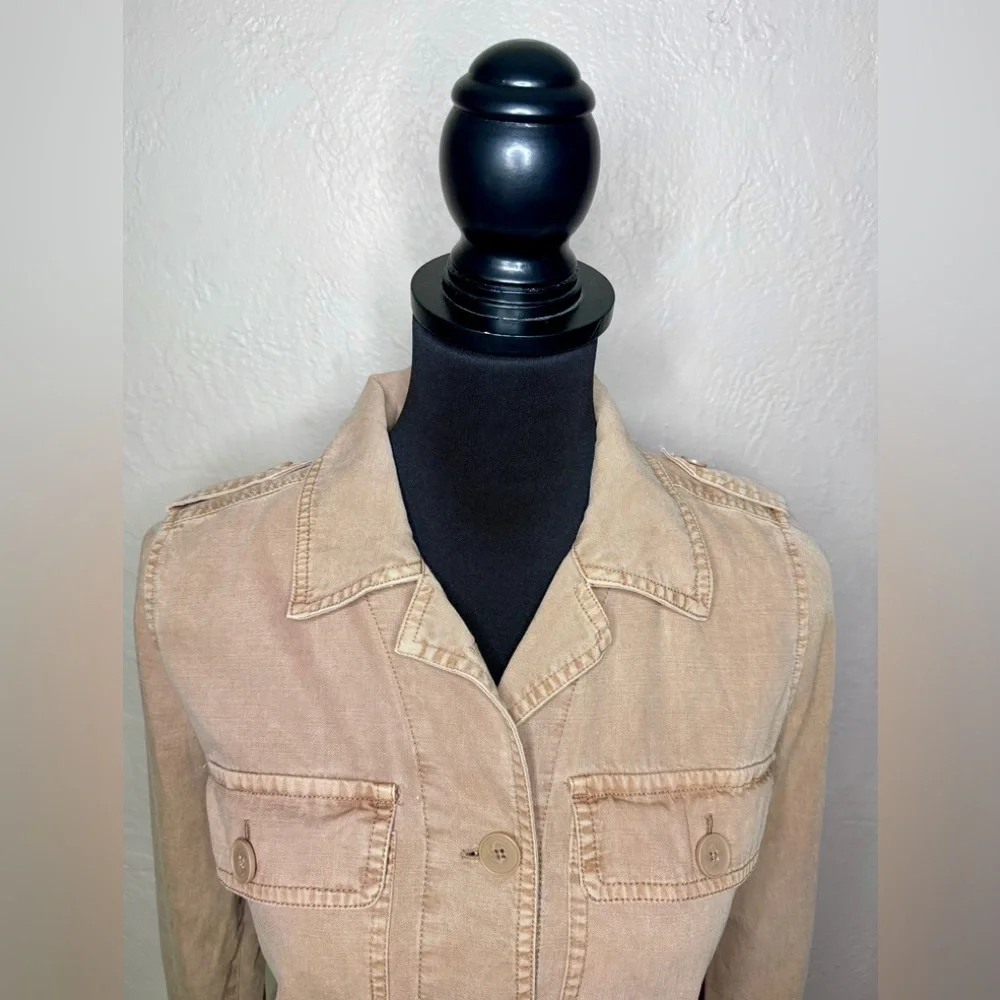 LUCKY BRAND Lightweight Utility Jacket Button Front Shacket Camel Tan Women's XS